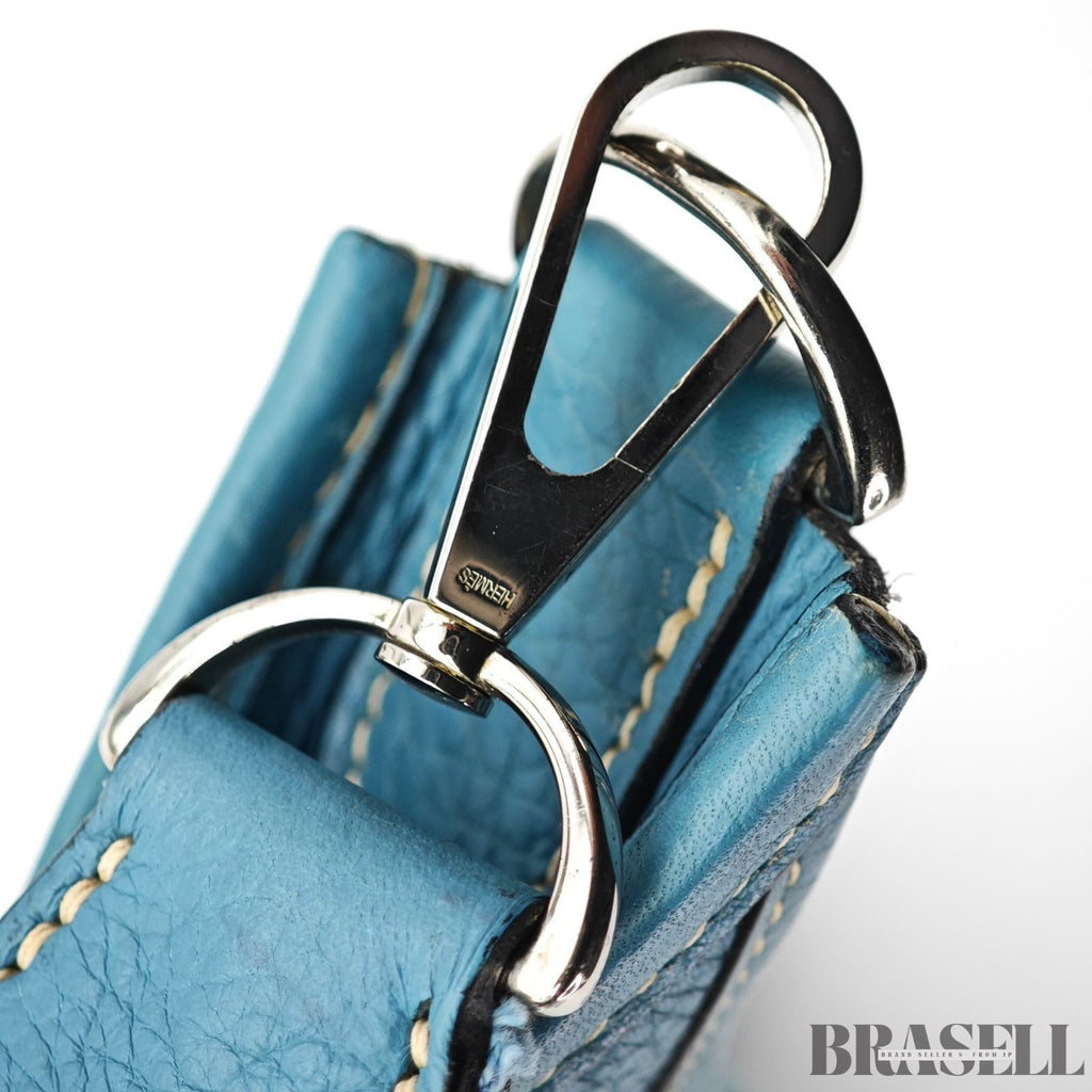 HERMES Evelyn GM 1 Punching H Logo Shoulder Bag Taurillon Clemence Blue Jean