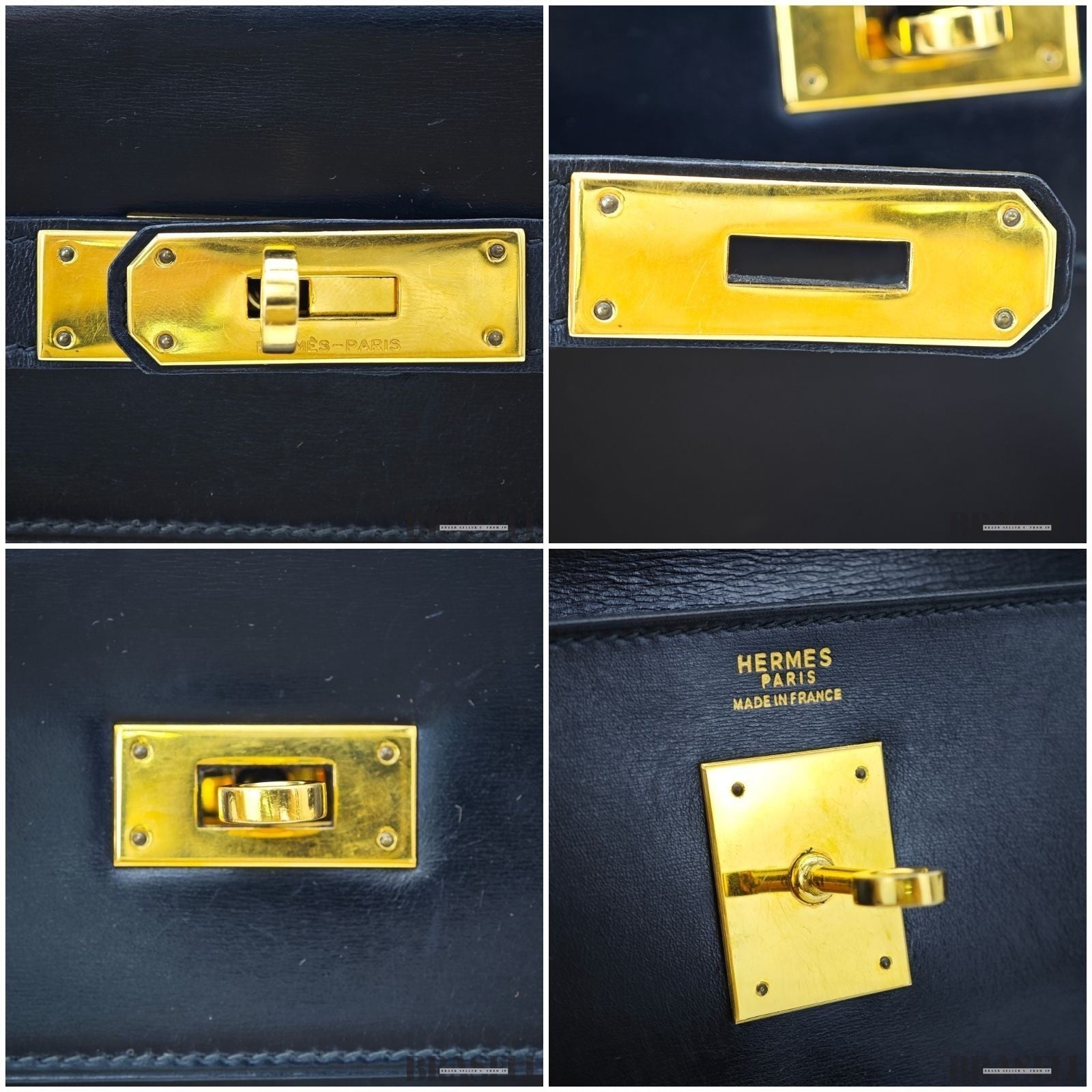 Borsa Hermès Kelly 32 borsa borsetta nera donna hardware oro con scatola e...