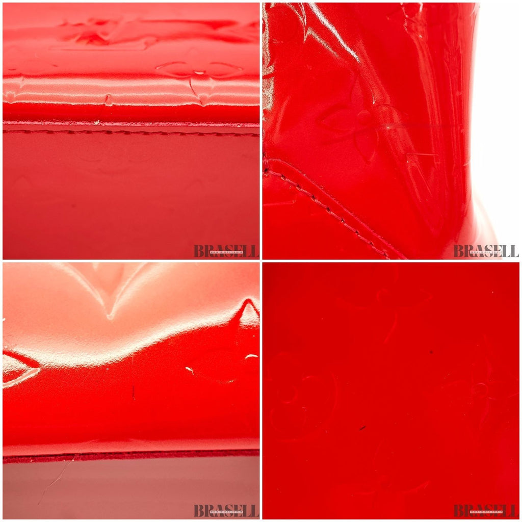 Louis Vuitton Vernis Reade PM M91088 Bag Handbag Patent Leather Red w/ Dust Bag