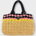 PRADA Canapa Raffia Basket Bag Tote Bag Handbag Beige 1BG889