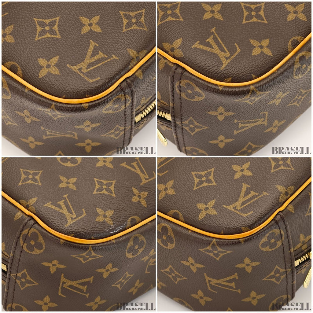Louis Vuitton Trouville Monogram Handbag M42228 Tote Bag Brown PVC Leather Women