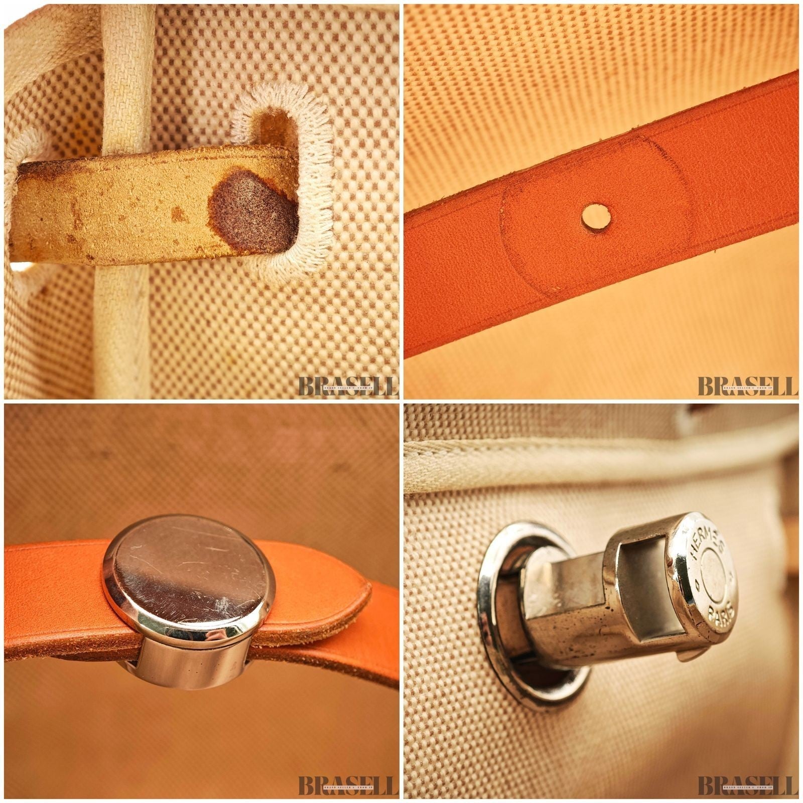 Hermès Herbag MM Handbag Trapezoid Canvas Large Beige Unisex With Padlock