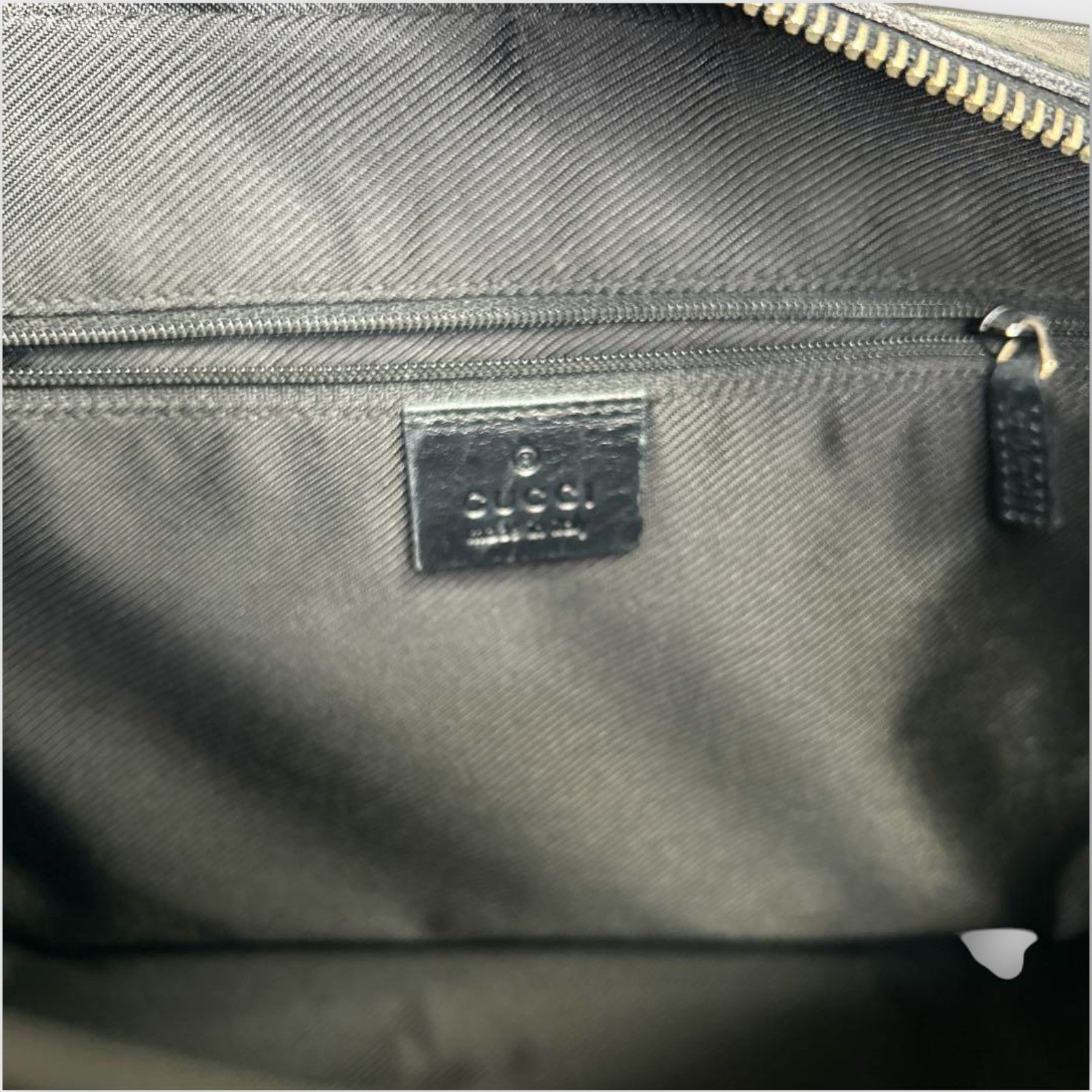 GUCCI Mini Boston Bag Handbag Logo Microguccissima Black Leather