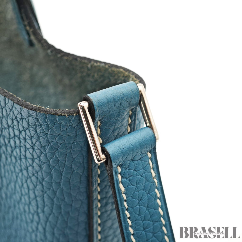 Hermes Picotin Blue Jean Taurillon Bag Tote Bag Bucket Bag Blue Silver Hardware