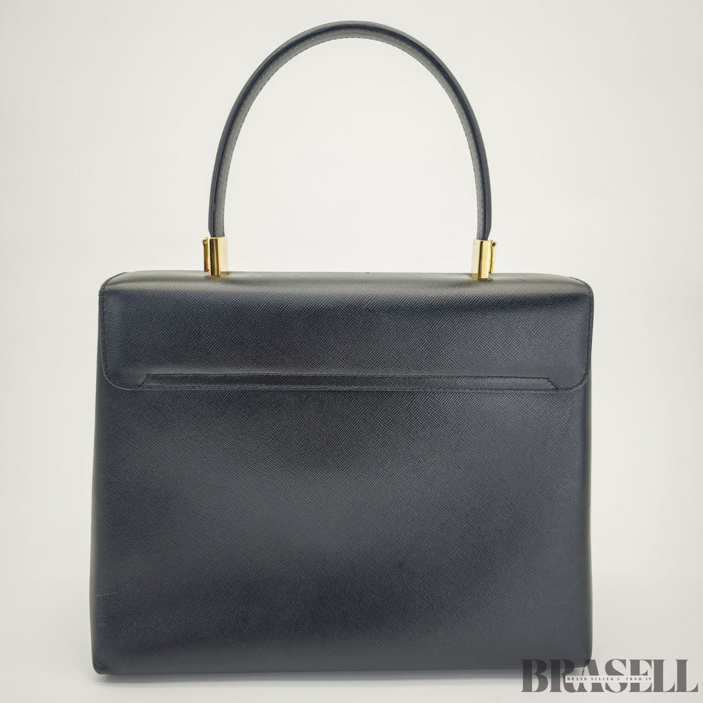 Ferragamo Gancini 2-Way Shoulder Bag Tote Bag Black with Shoulder Strap
