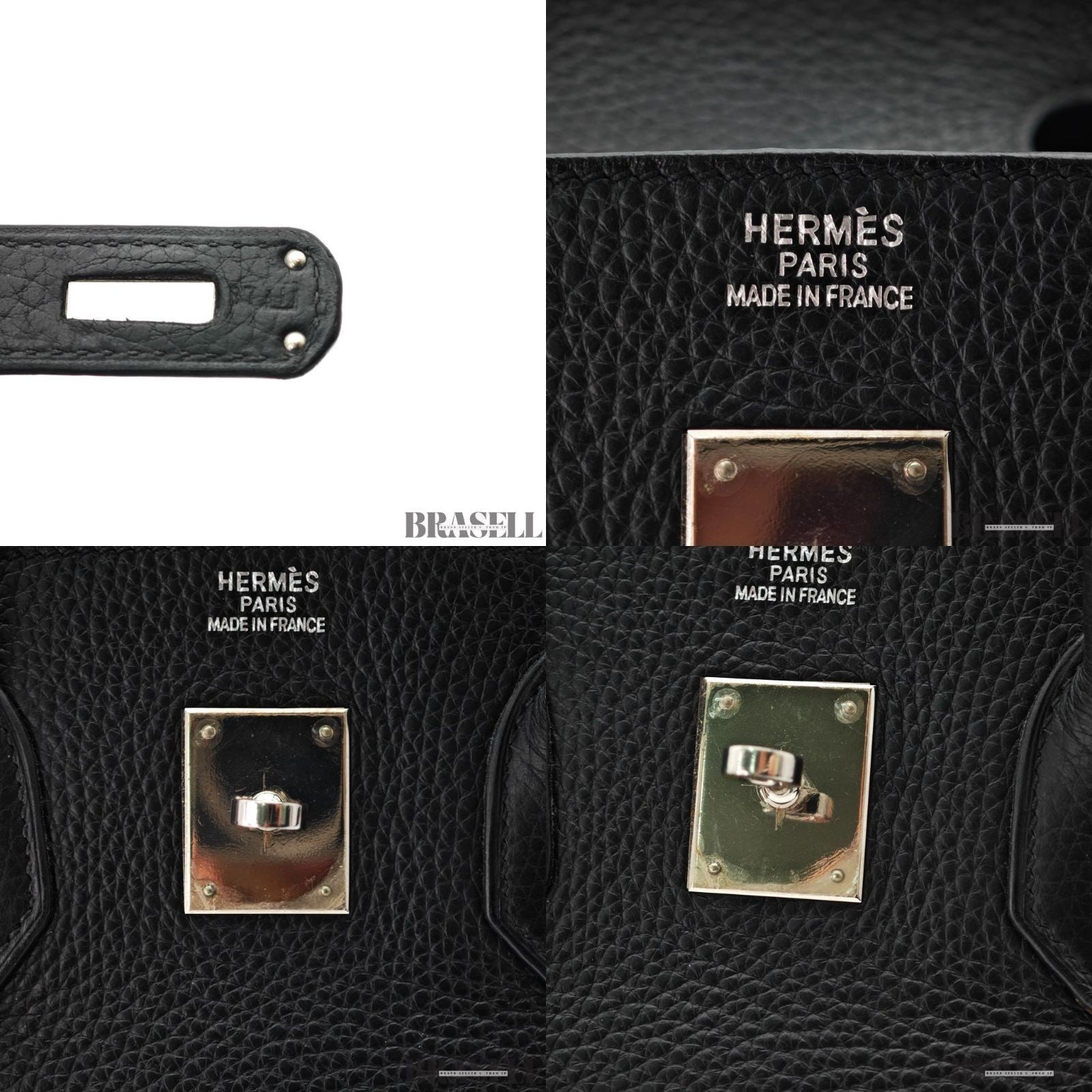 HERMES Birkin 35 Hand Bag Tote Bag Black Noir Taurillon Clemence Women