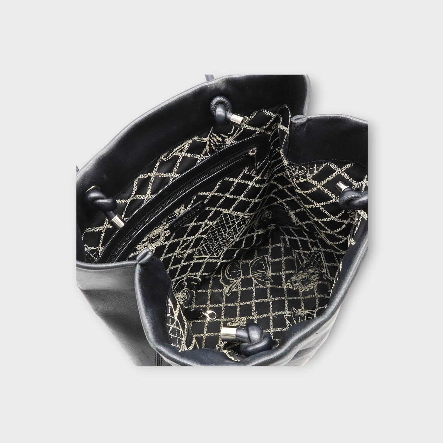 CHANEL Essential Medium Tote Bag Shoulder Bag Logo Leather Black 【B】