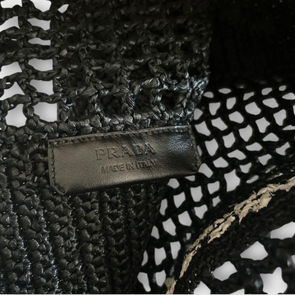 PRADA Logo Crochet Black Tote Bag