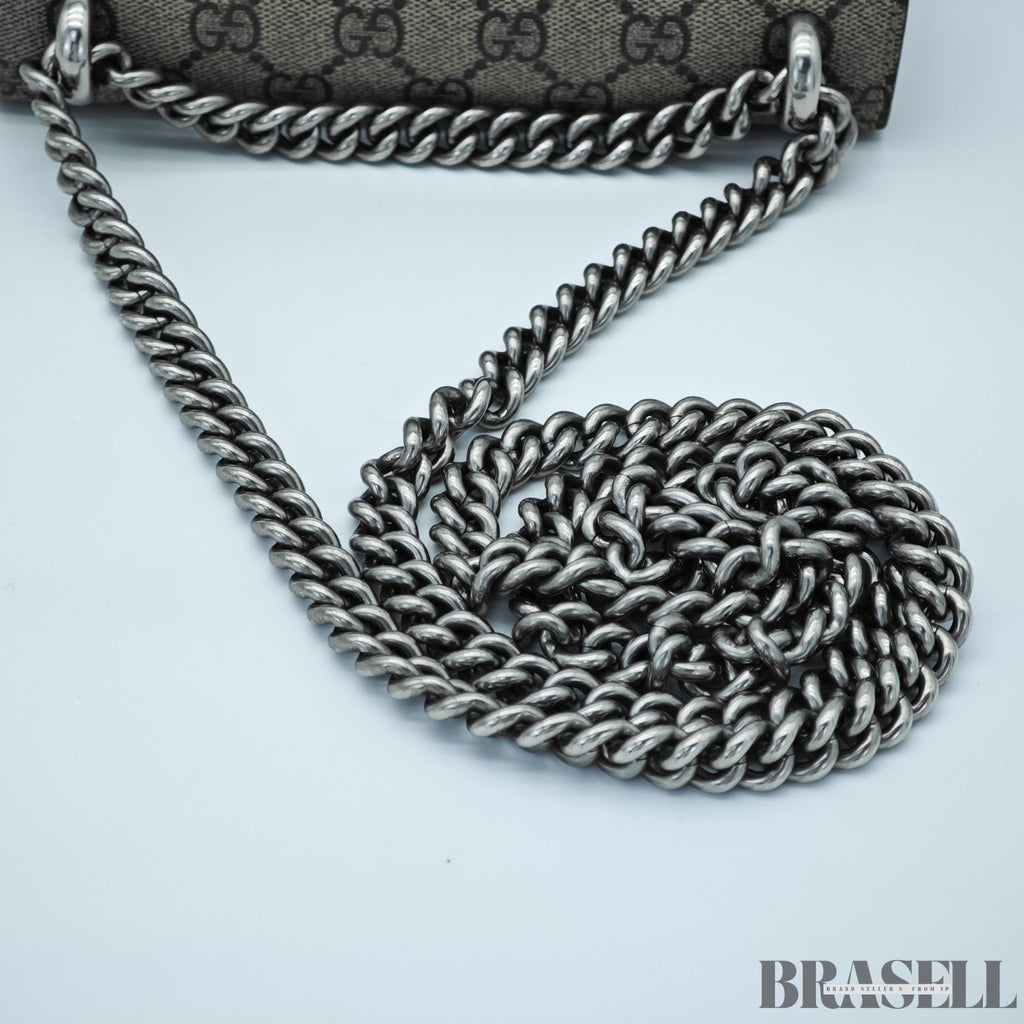 GUCCI Dionysus Mini Chain 421970 GG Supreme Suede Beige/Red