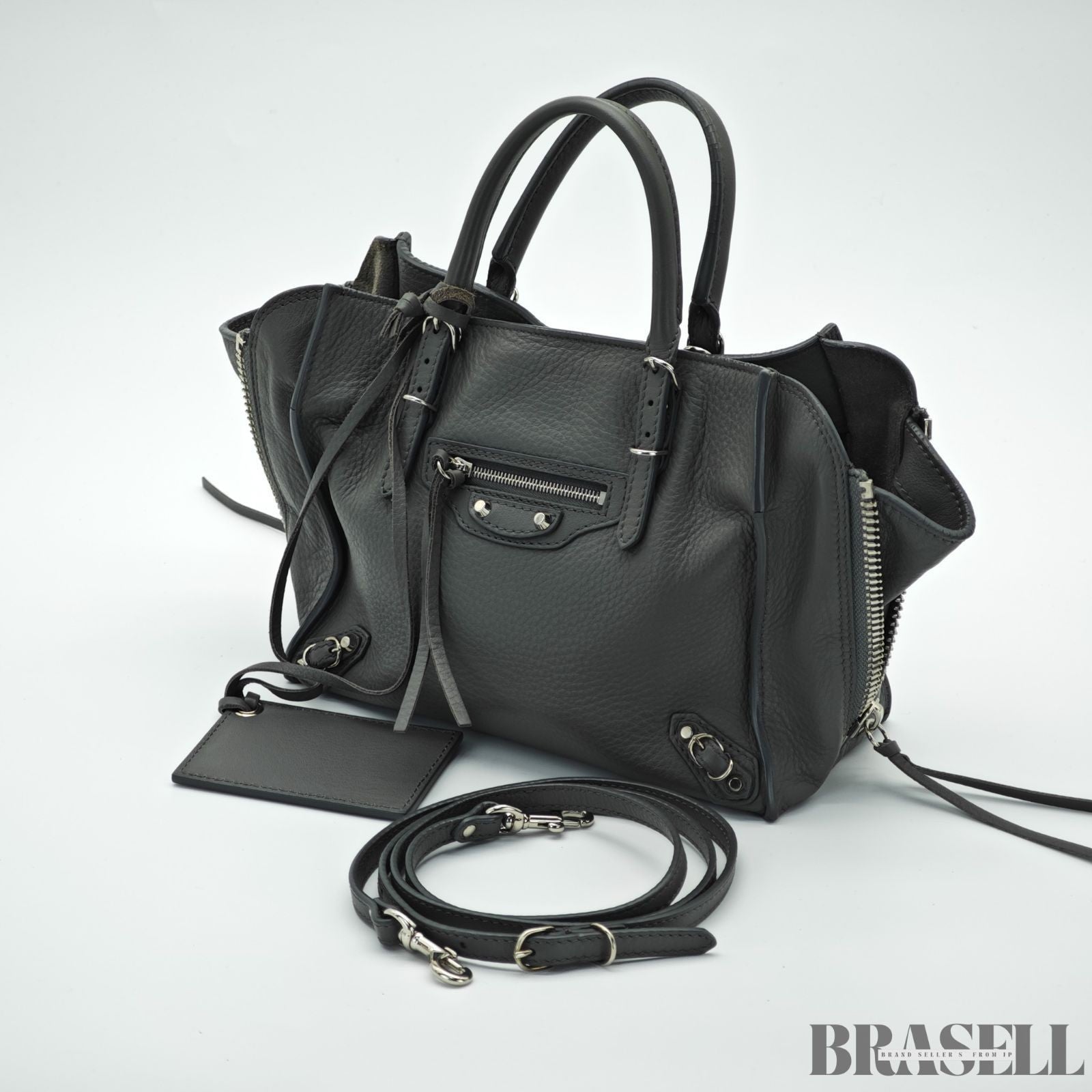 BALENCIAGA 2-Way Handbag Shoulder Bag Paper A4 357333 Gray color