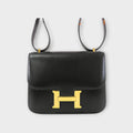 HERMÈS Constance Mini 18 H Stamp Black Gold Hardware Box Calf Shoulder Bag 【B】