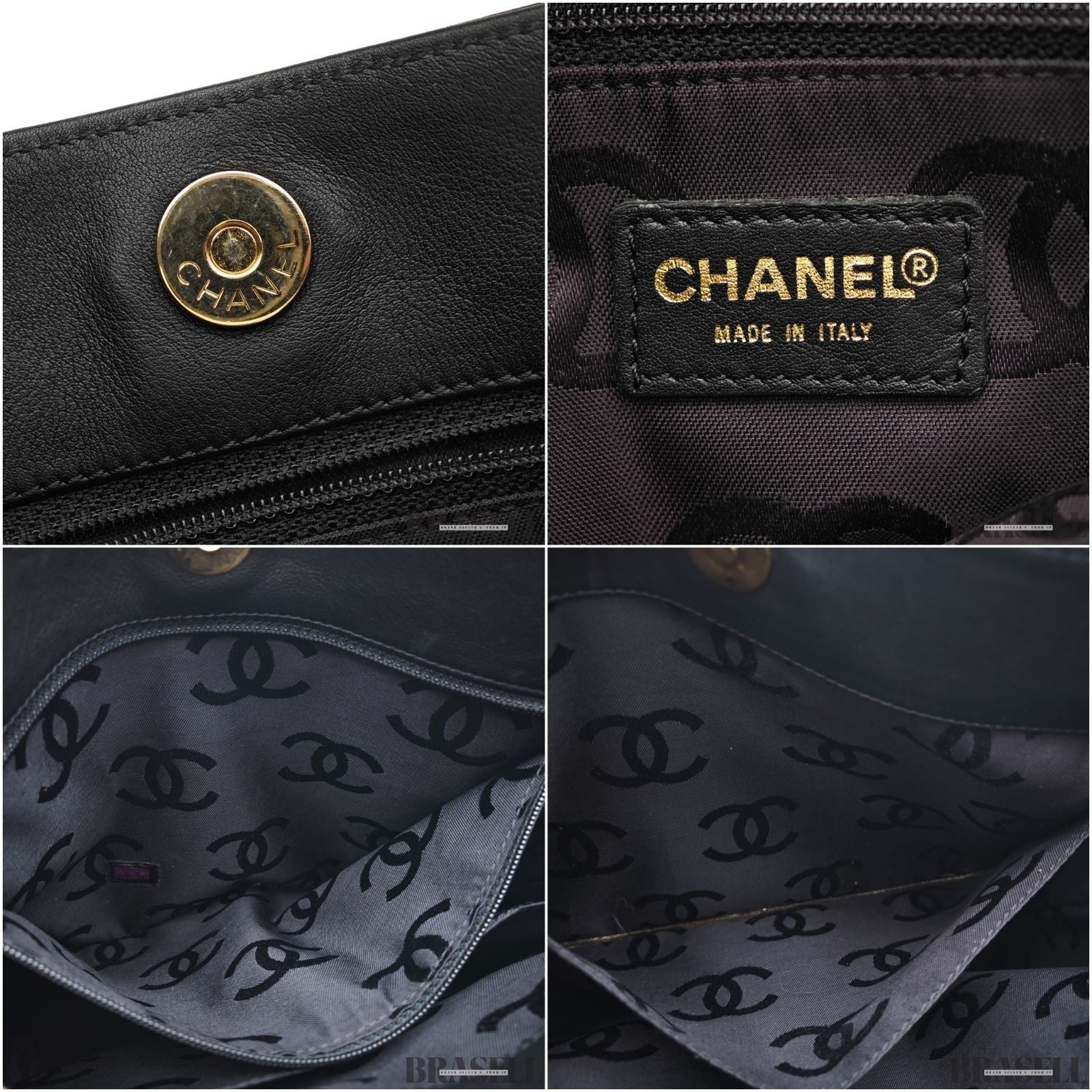 CHANEL Wild Stitch Tote Bag Handbag Calf Leather Black with Warranty Card