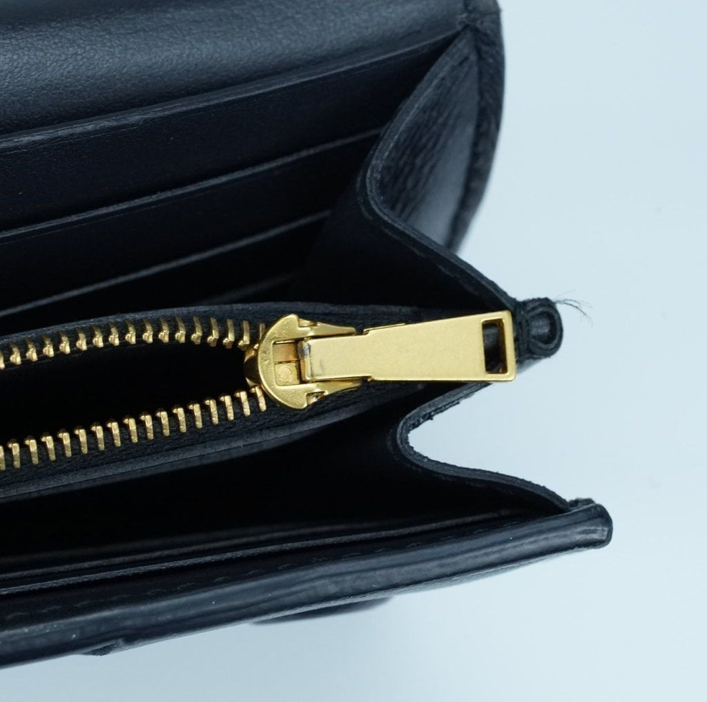 BOTTEGA VENETA Cassette Intrecciato Navy Long Wallet with Built-in IC Chip