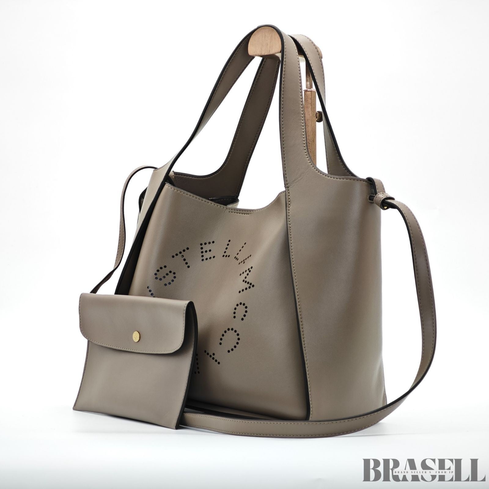 Stella McCartney 2-Way Tote Bag 513860 Greige with Case Large Capacity