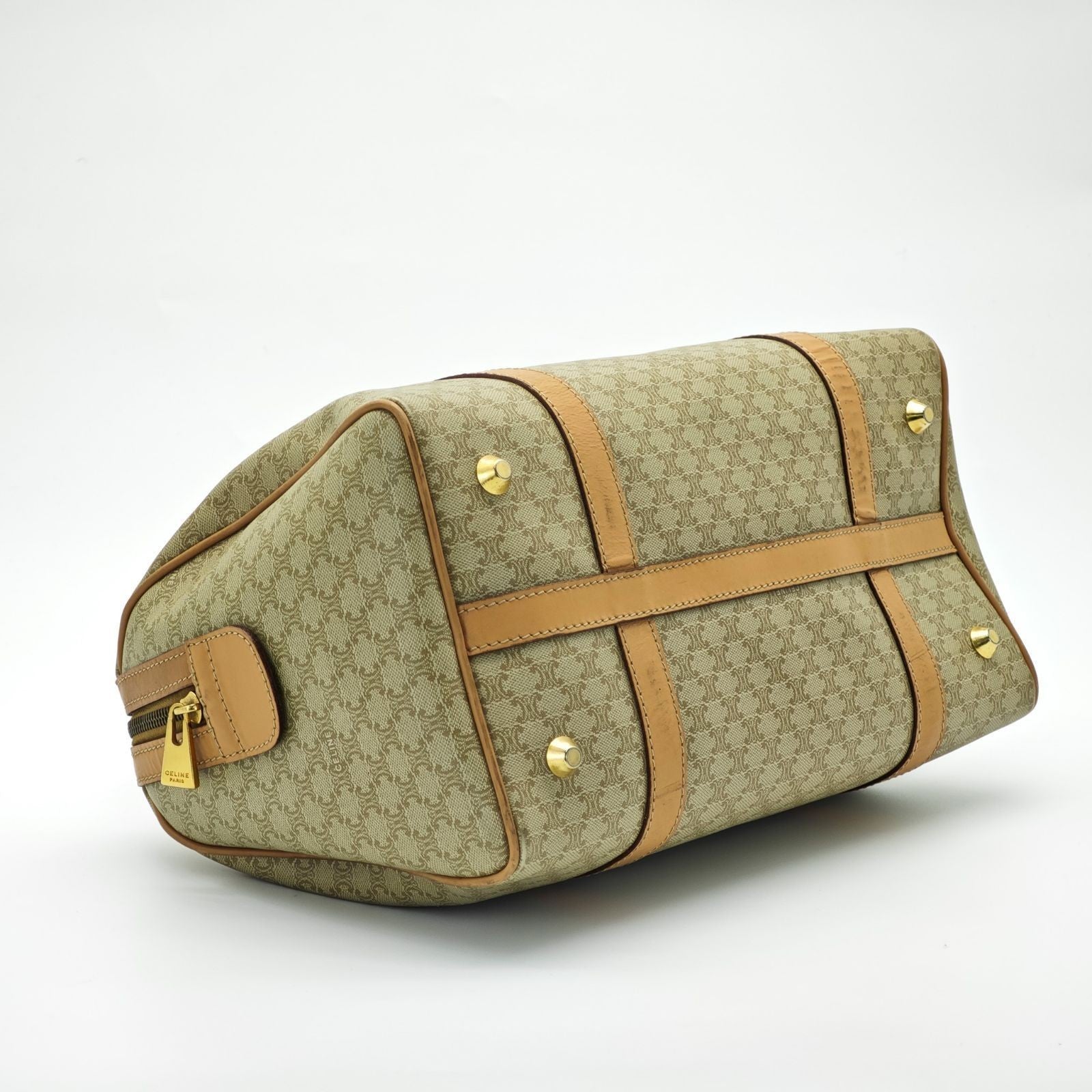 CELINE Macadam Mini Boston Bag Brown/Beige Women's