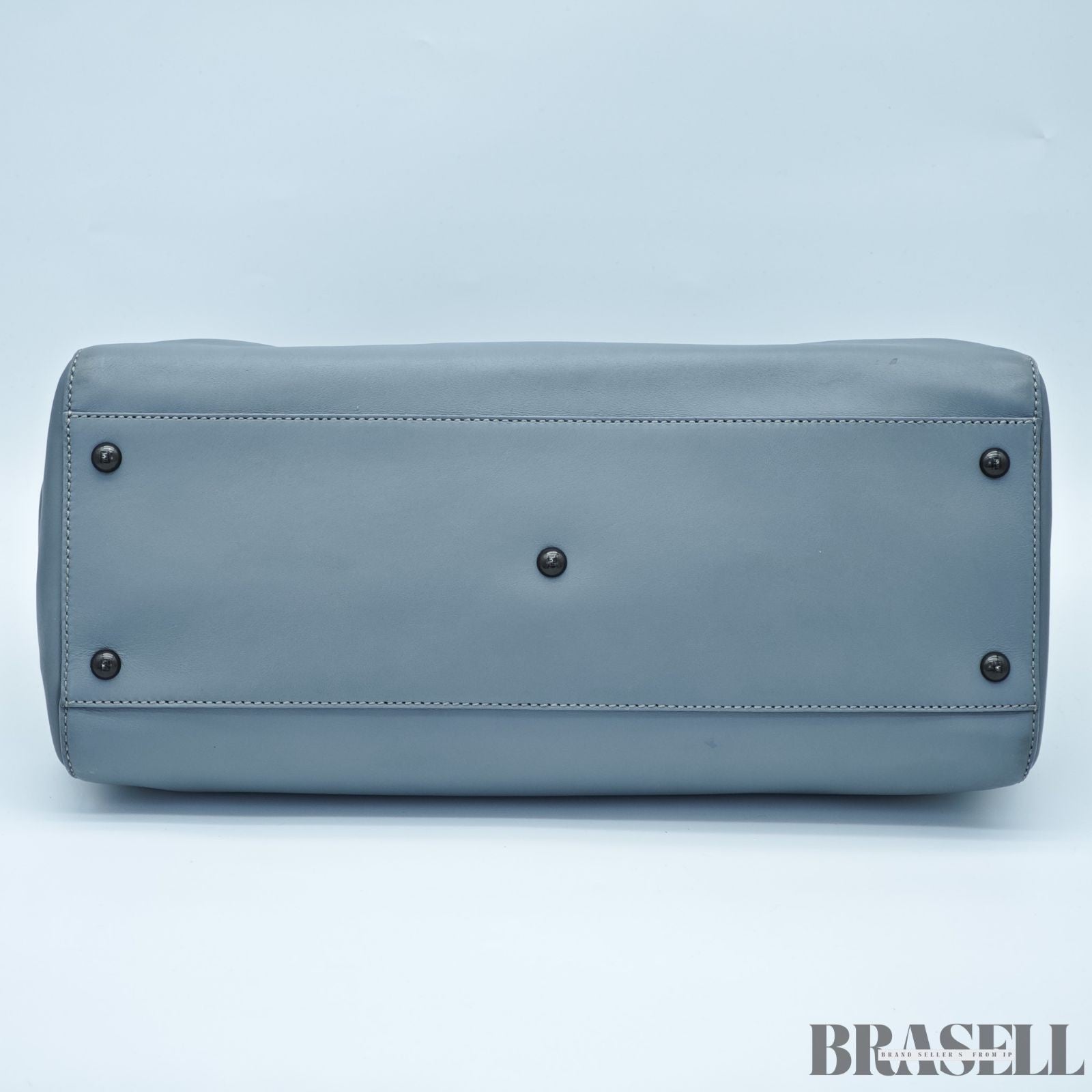 FENDI Peekaboo Large Gray Leather Handbag Shoulder Bag w/ Dust Bag Women's