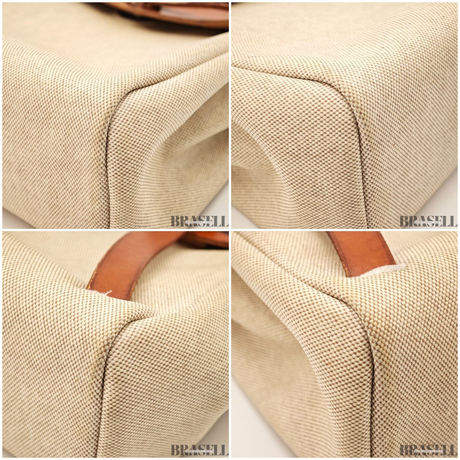 Hermès Herbag MM Handbag Trapezoid Canvas Large Beige Unisex With Padlock