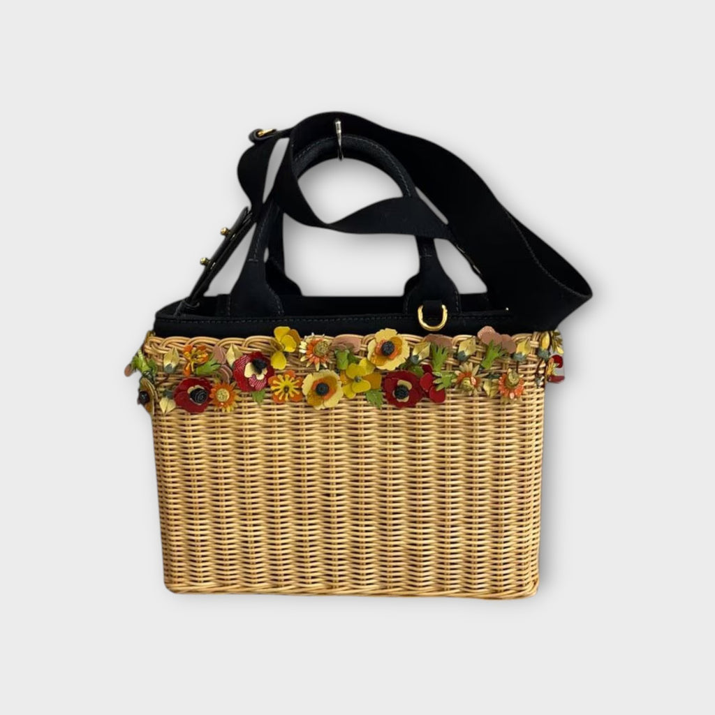 PRADA Midollino Garden Flowers Basket Bag