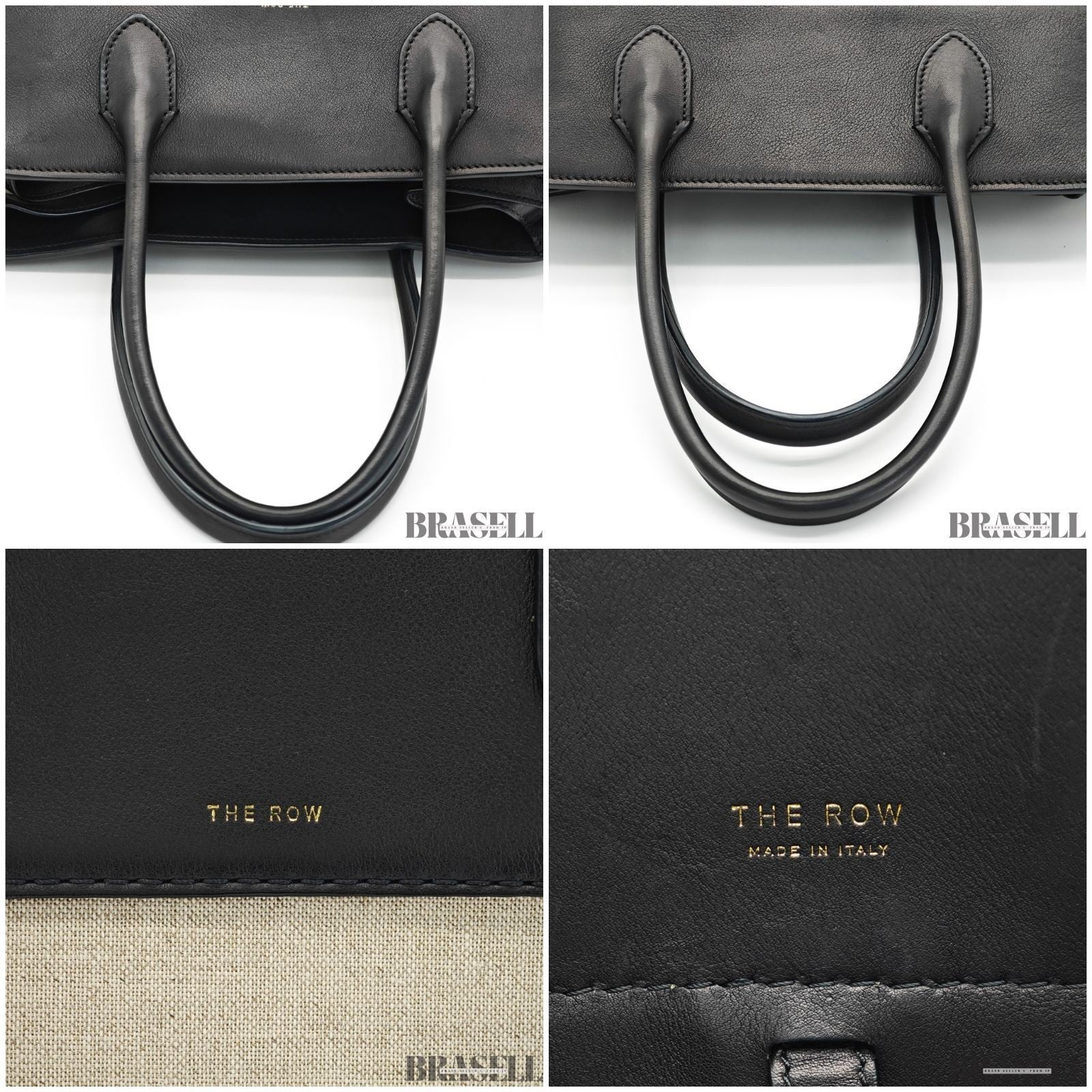 The Row Margaux 15 Handbag Tote Bag Black Beige Canvas Leather Woman