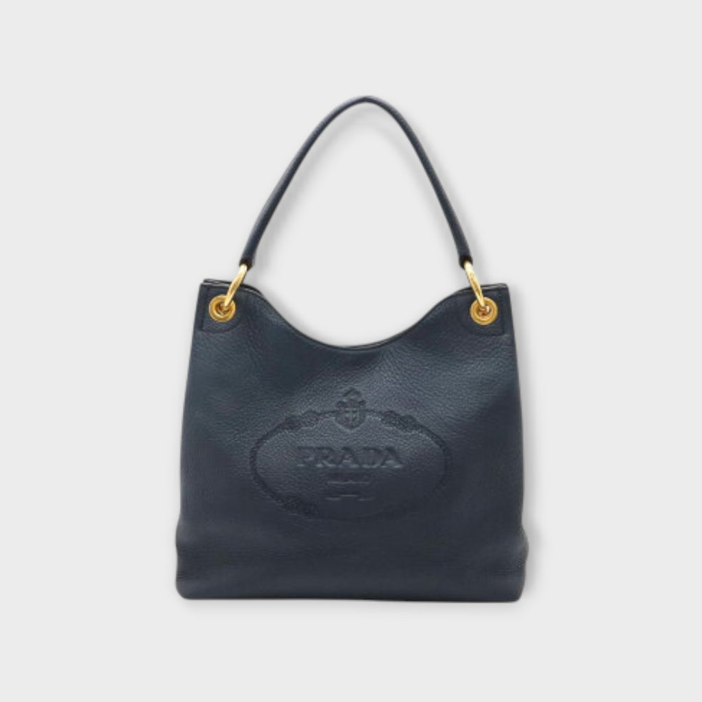 Prada Logo-Stamped Leather Shoulder Bag One-Shoulder Baltico【A】