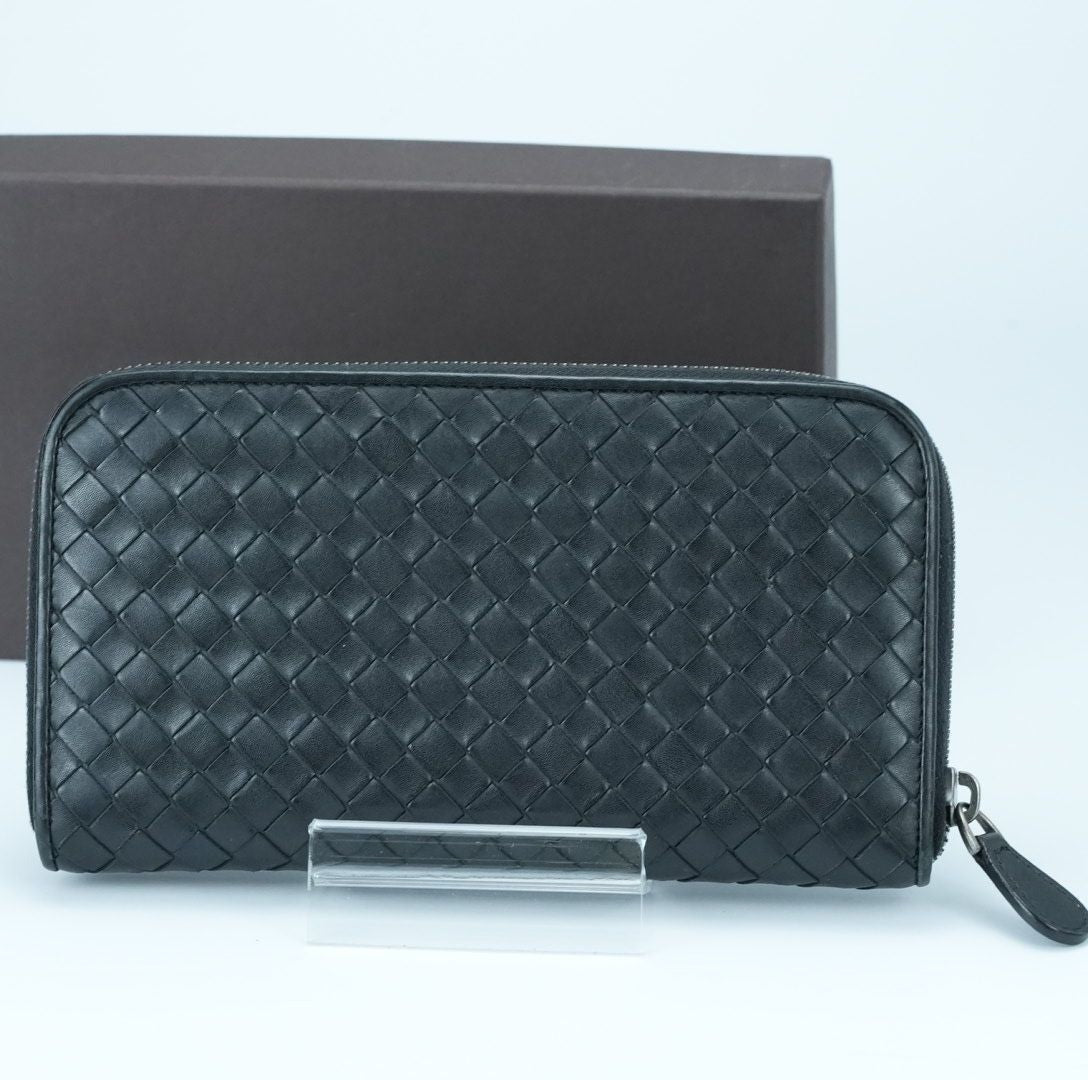 BOTTEGA VENETA Intrecciato Long Wallet Black for Men and Women