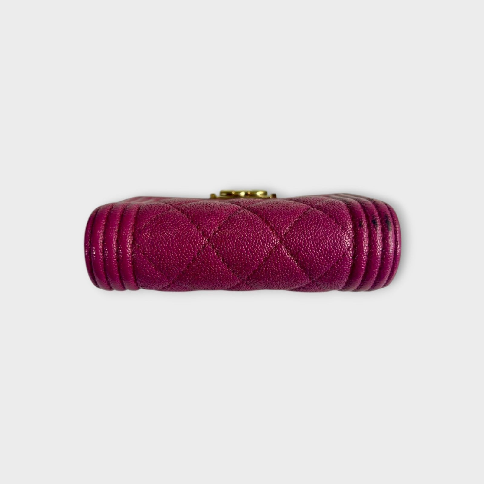 Chanel Boy Trifold Wallet in Pink Matelassé Caviar Skin
