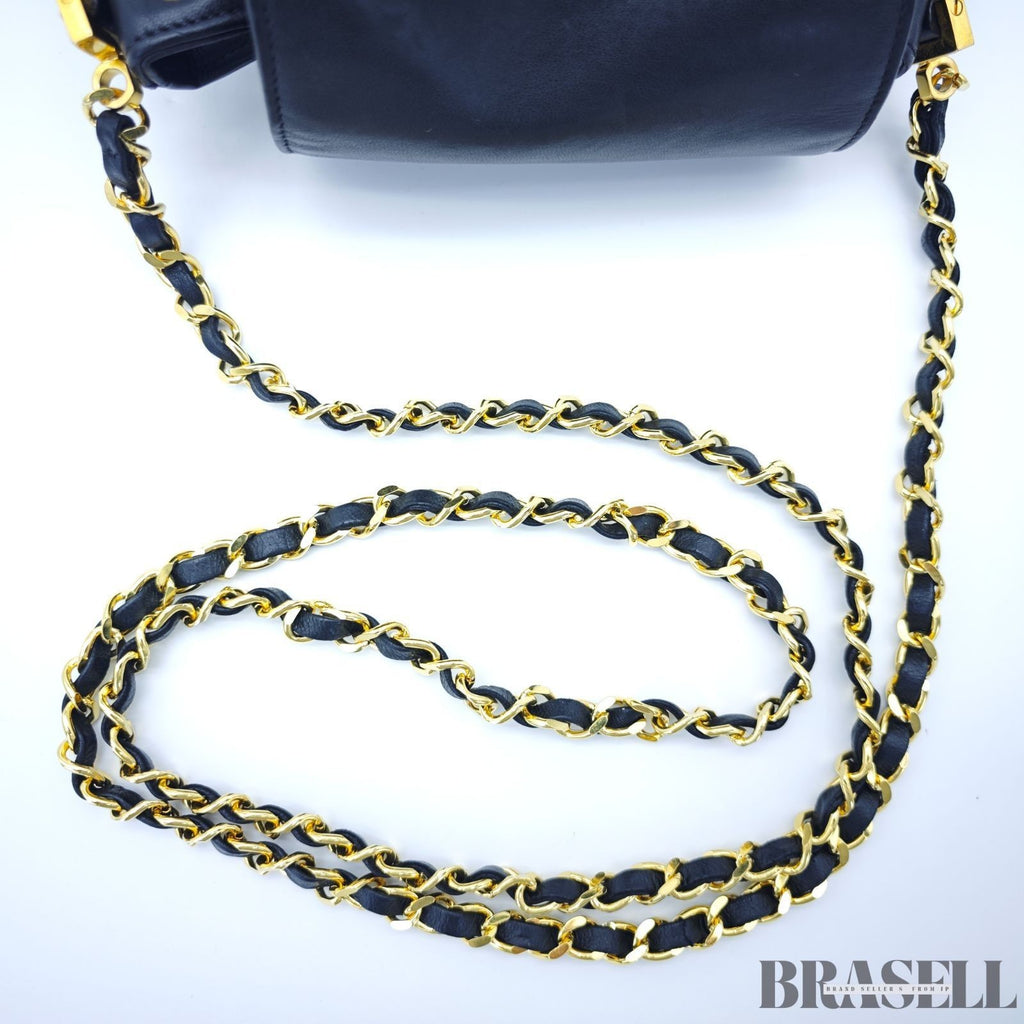 Chanel Coco Mark Chain Shoulder Backpack Black Women With Authenticity Card