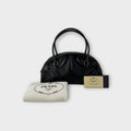 Prada Handbag Bowling Bag Black Leather Vintage Silver Hardware 【B】