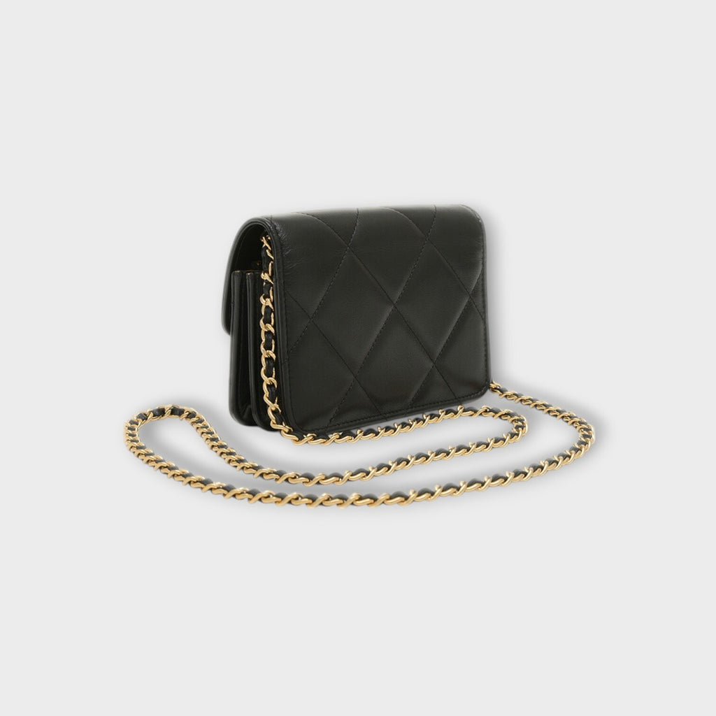 Chanel Matrasse mini flap bag in calfskin with black gold hardware AS3720