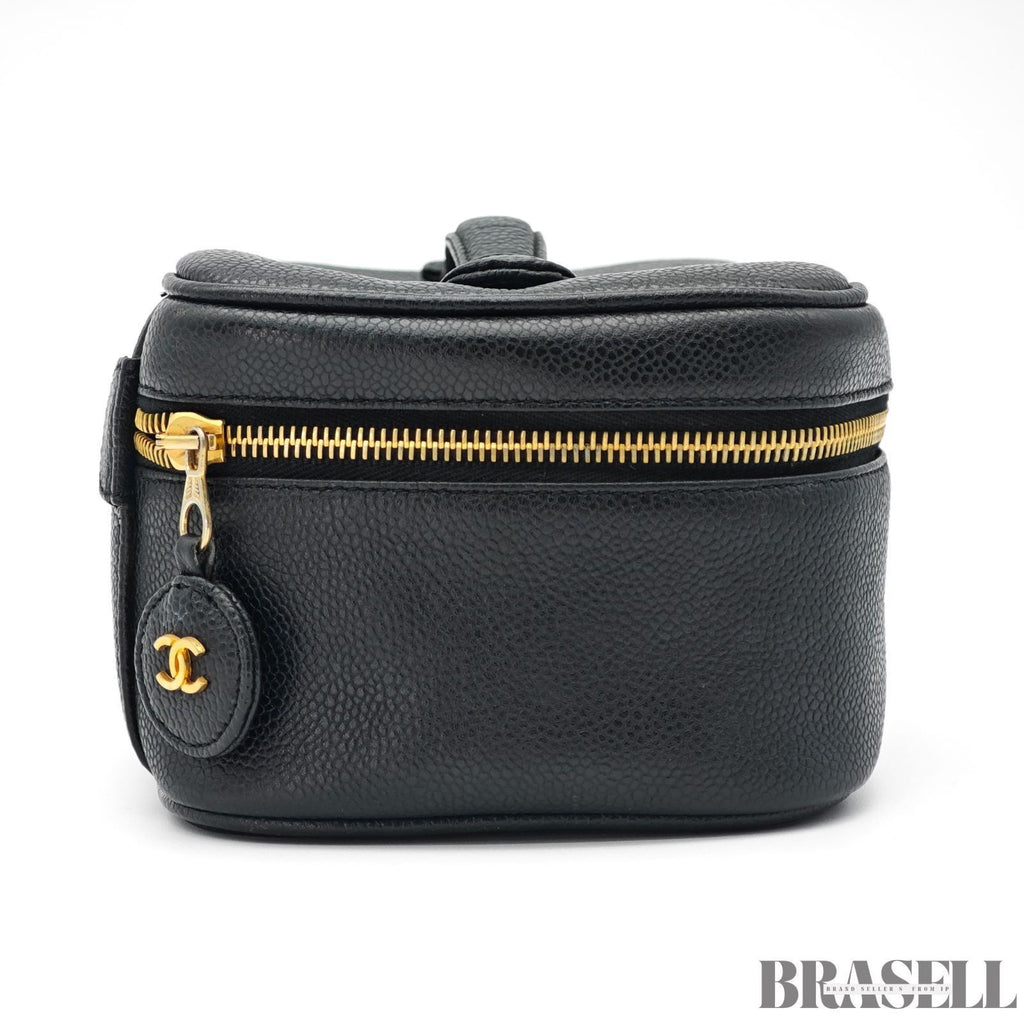 CHANEL Coco Mark Vanity Bag Mini Black Cosmetic Bag Women's