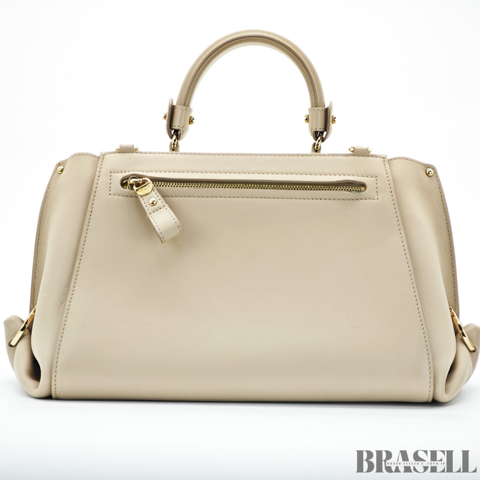 Ferragamo Gancini 2-Way Bag Shoulder Bag Handbag Beige Women’s