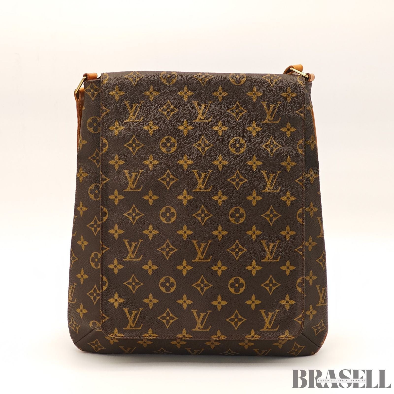 LOUIS VUITTON Musette M51256 Shoulder Bag Brown Monogram Canvas Vertical Women's