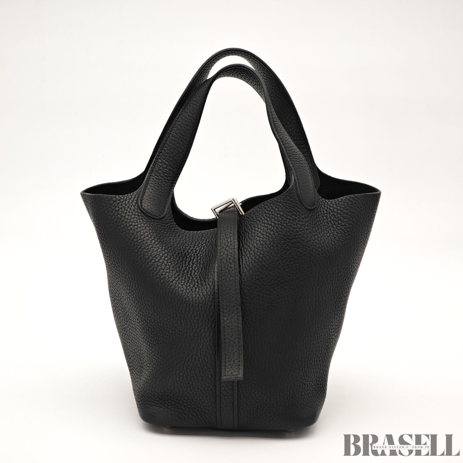 HERMES Picotin Lock 18 PM Taurillon Clemence Handbag Tote Bag Black Dust Bag