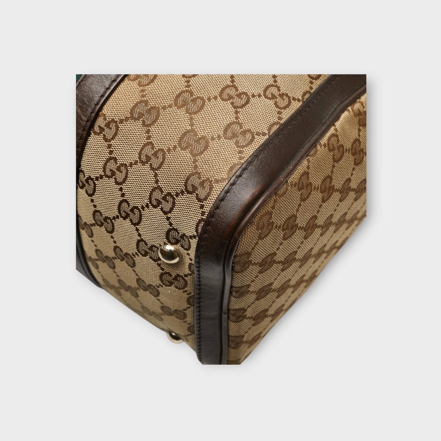 GUCCI GG Canvas Web Line Mini Boston Bag Shoulder Bag 2WAY 247205 Beige 【B】