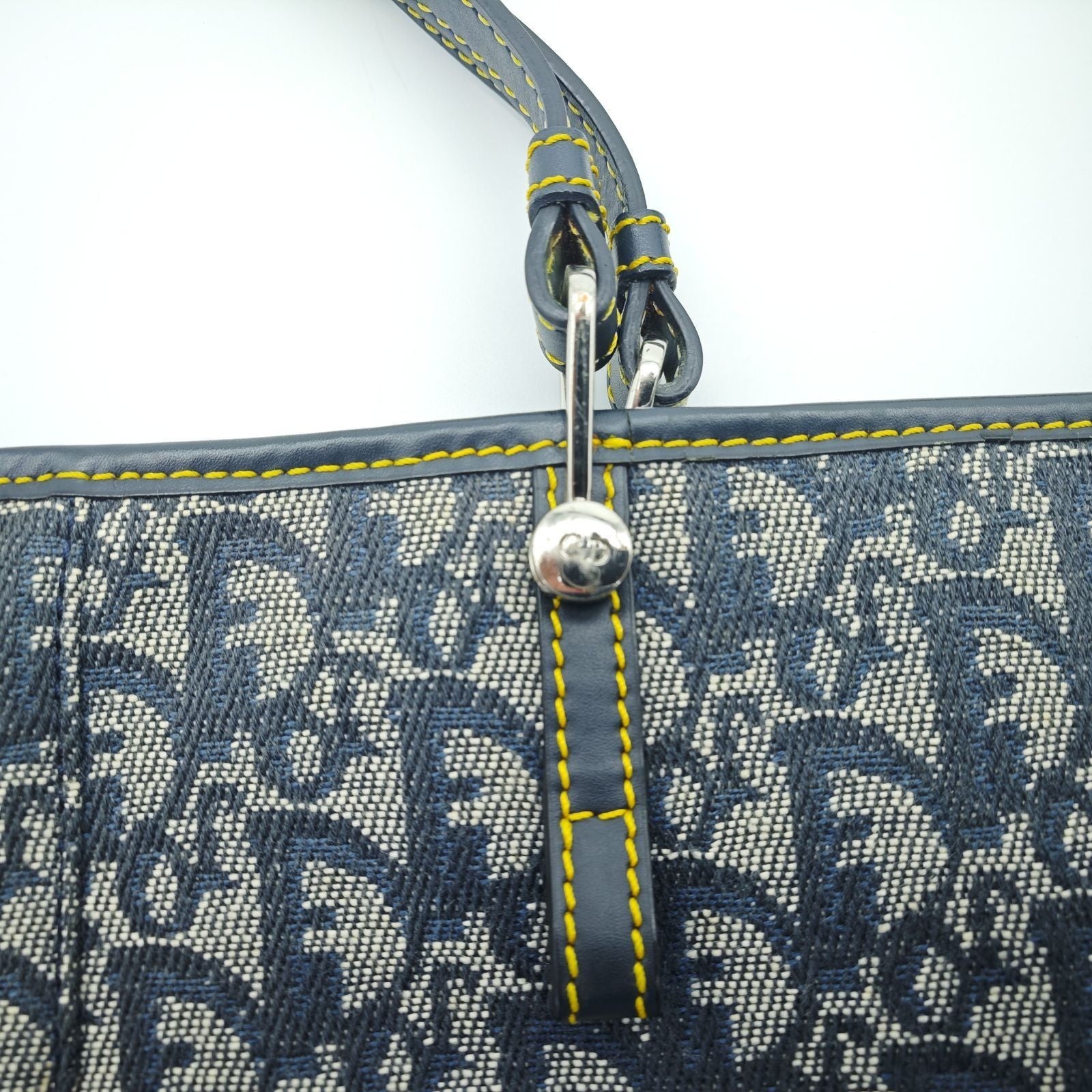 Dior Trotter Tote Bag Canvas and Leather Navy Color