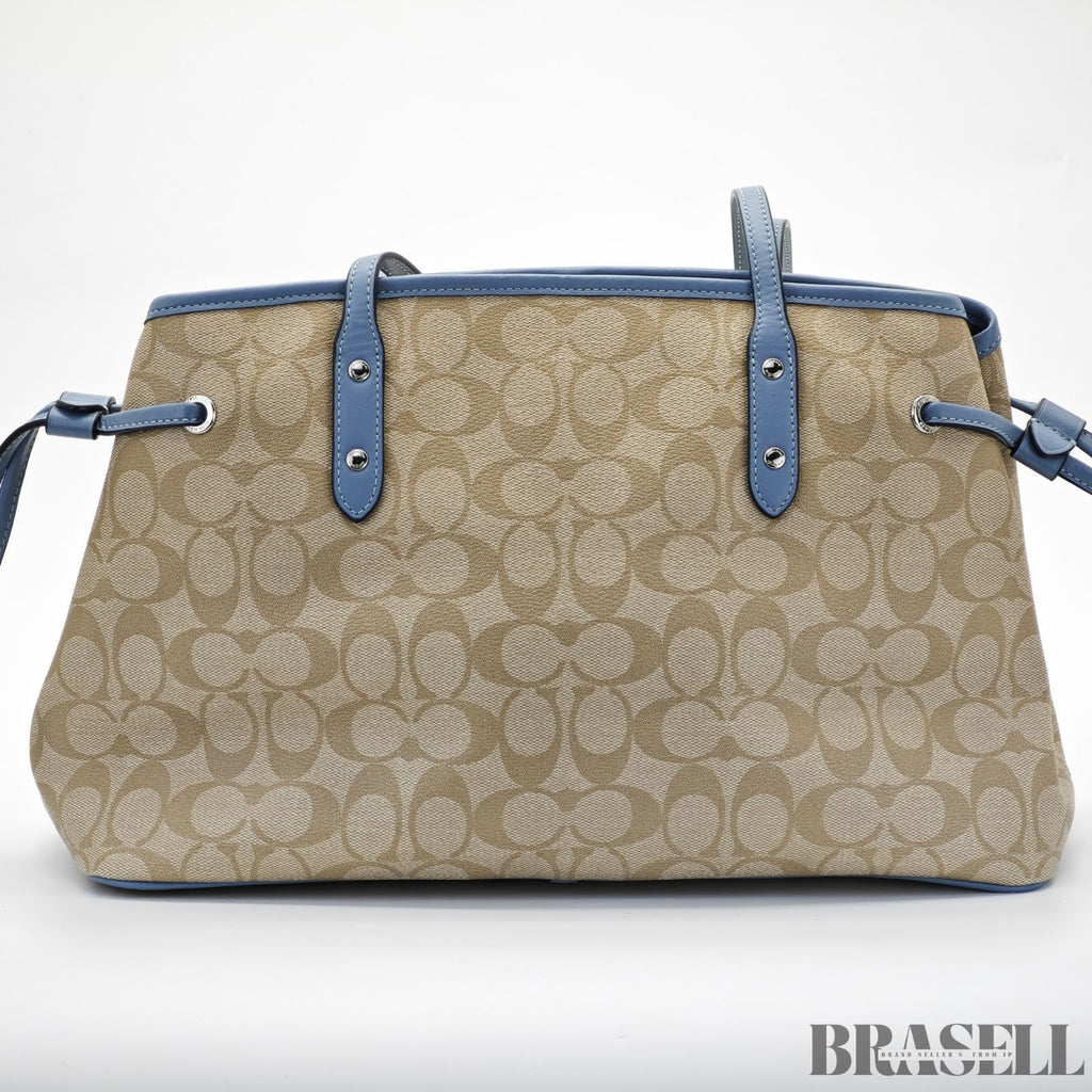 COACH Luxury Signature Tote Bag Beige/Blue for Women