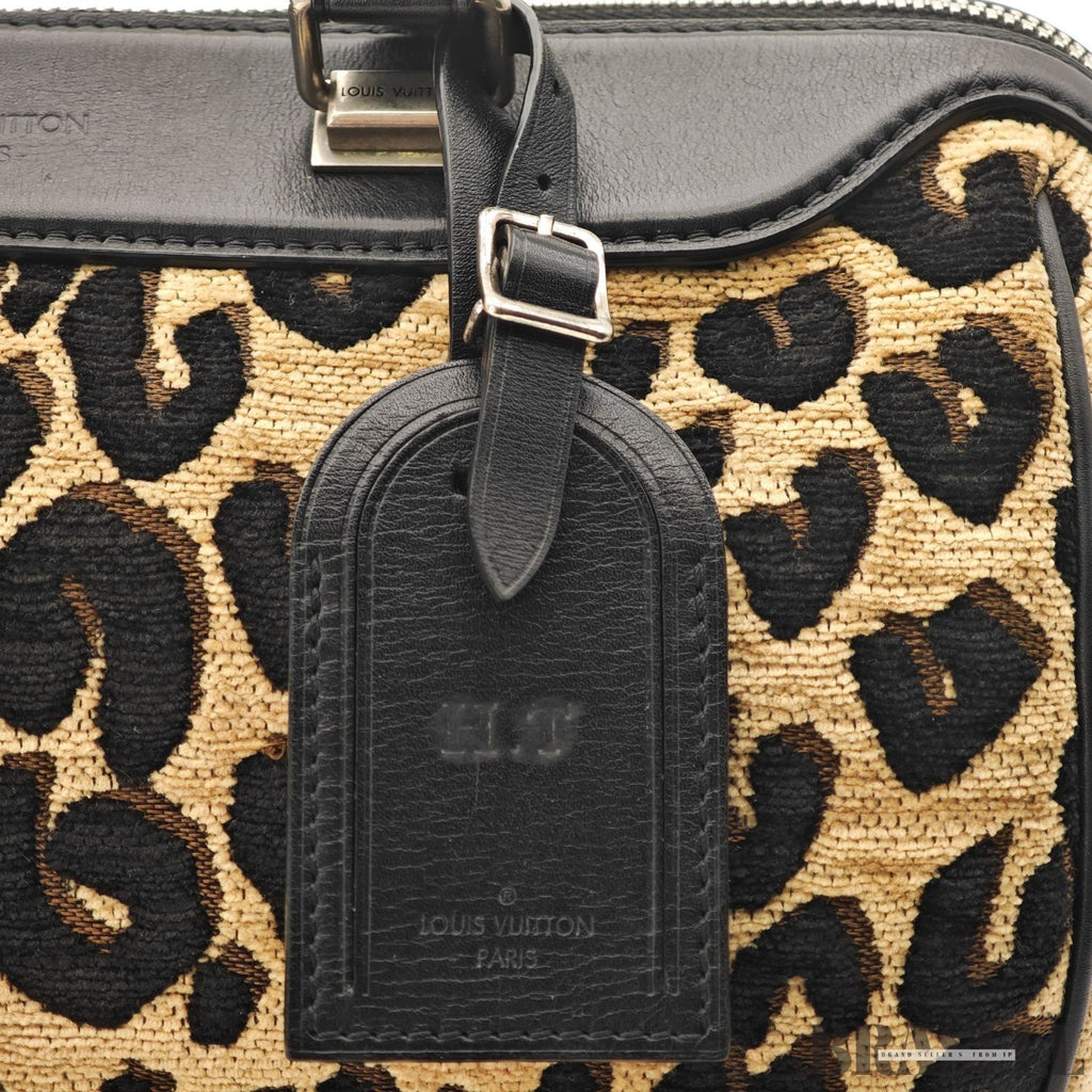 Louis Vuitton Leopard Speedy M97396 Handbag Mini Boston Bag Black Beige