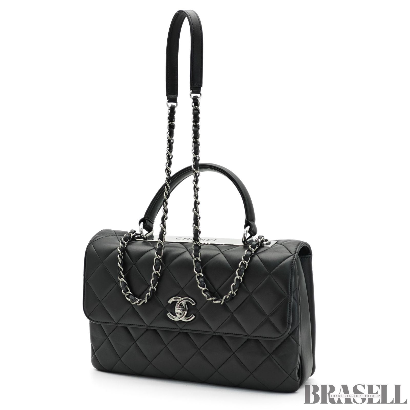 Chanel Top Handle Flap A92236 Y60767 94305 Shoulder Bag Handbag 2Way Black