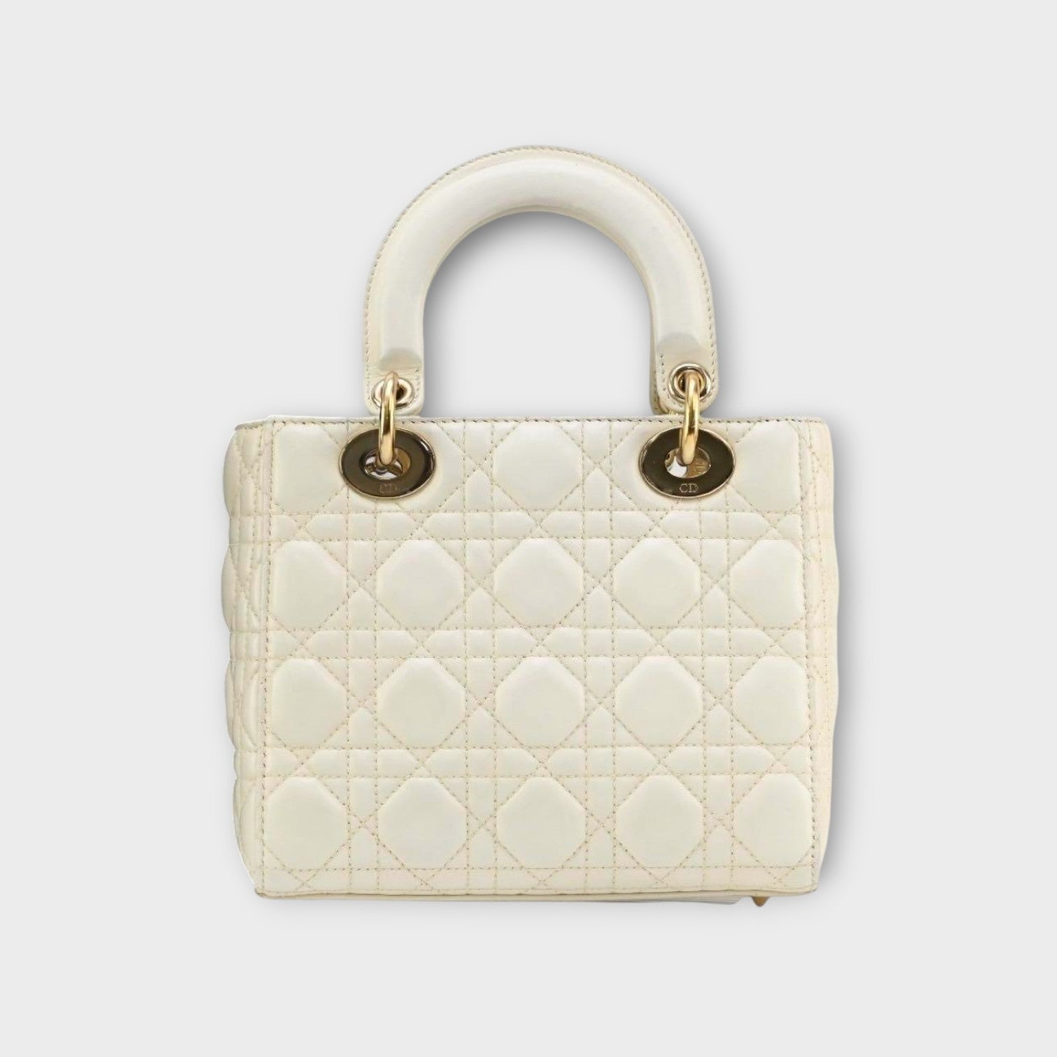 Dior Lady Dior 2Way Handbag Shoulder Bag White Lambskin Gold Hardware 【A】