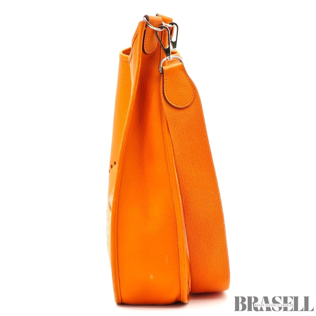 Hermes Evelyn PM Orange Toryon Clemence Crossbody Shoulder Bag w/Dust Bag Strap