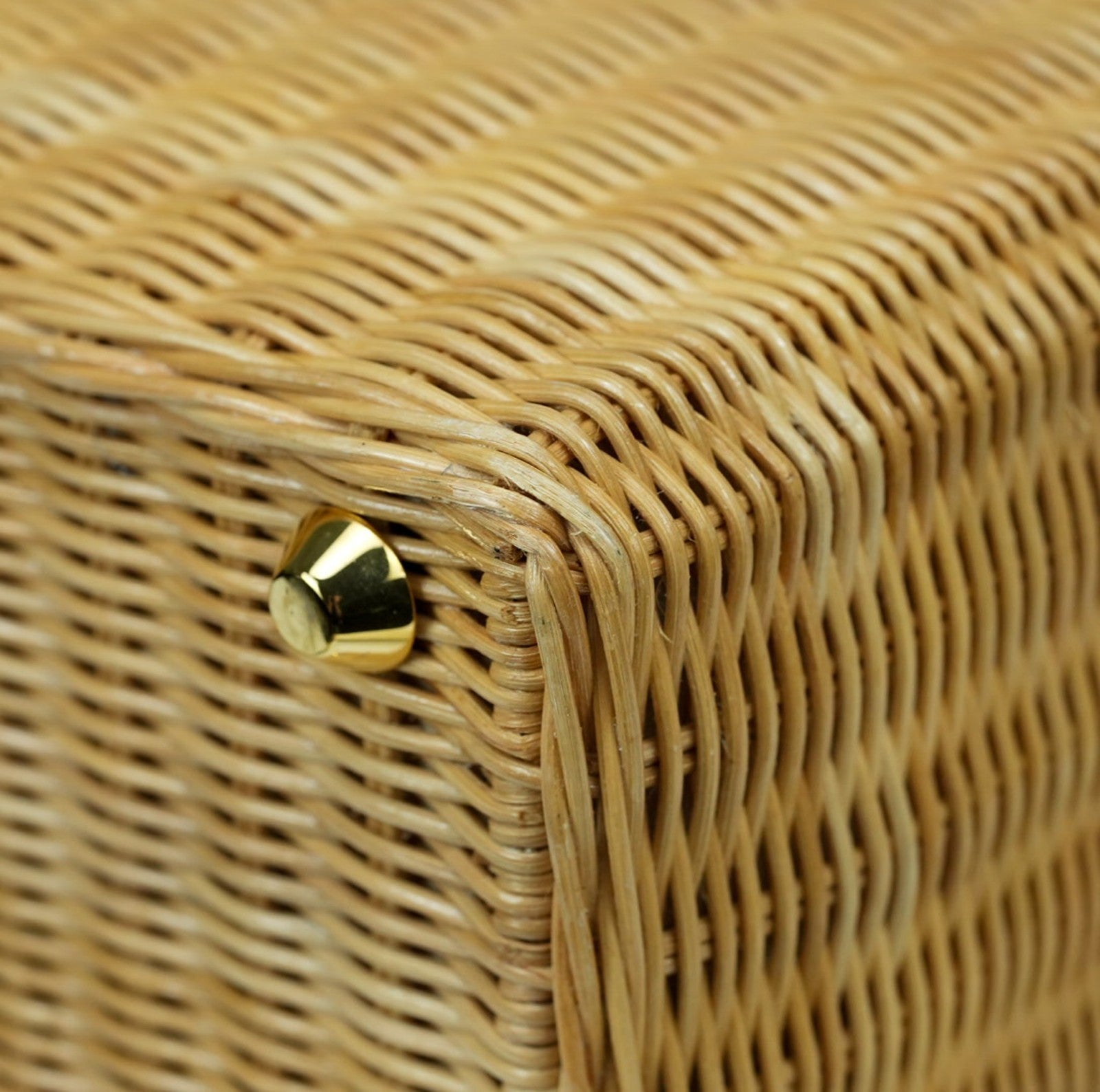 PRADA Canapa Wicker Basket Bag Rattan Raffia 2Way Beige White hand shoulder 【B】