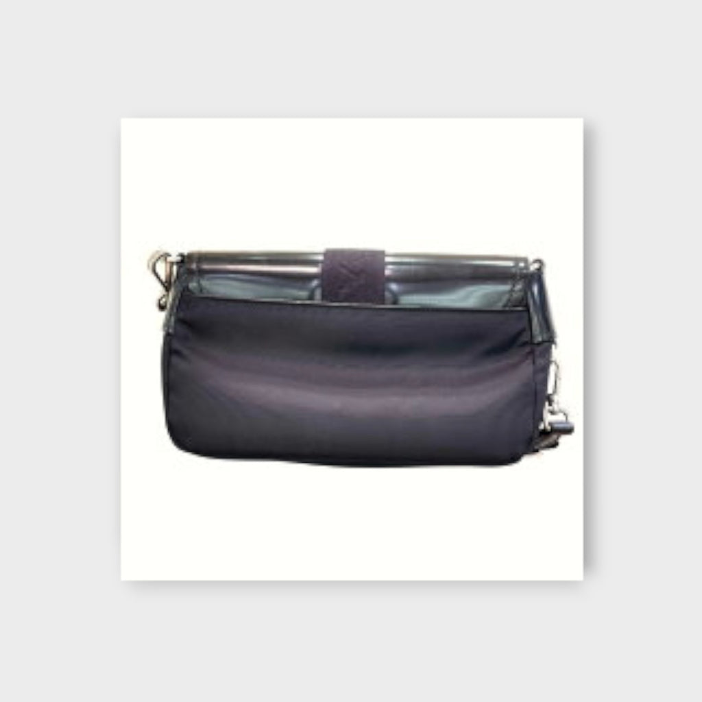 Prada Brushed Leather Shoulder Bag 1BD295 Black Patent Leather【B】