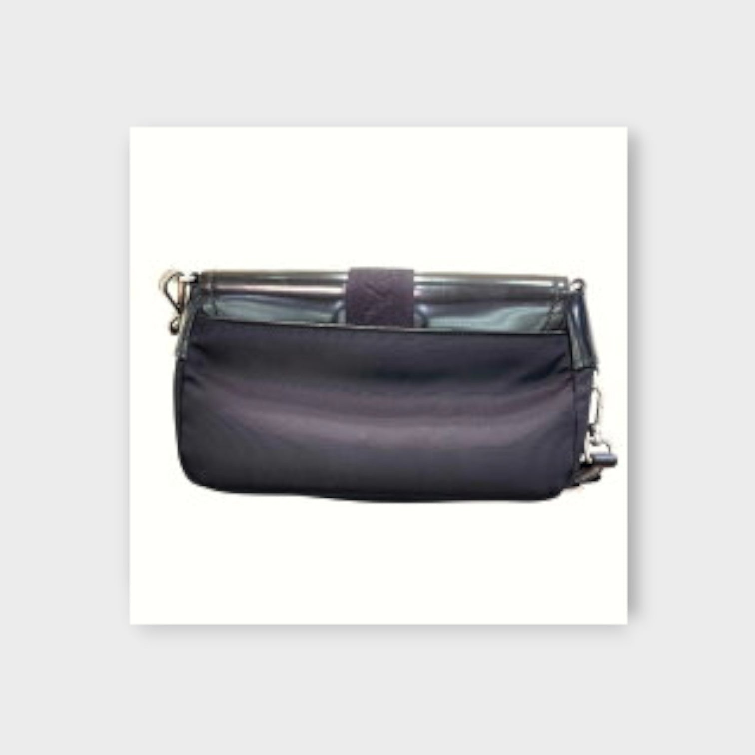 Prada Brushed Leather Shoulder Bag 1BD295 Black Patent Leather【B】