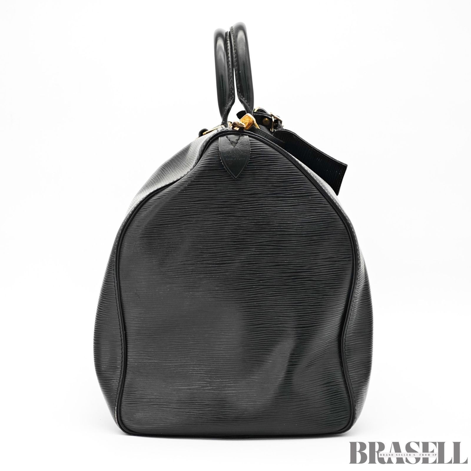 Louis Vuitton Epi Leather Keepall 50 Black Embossed Logo Boston Bag Travel Large