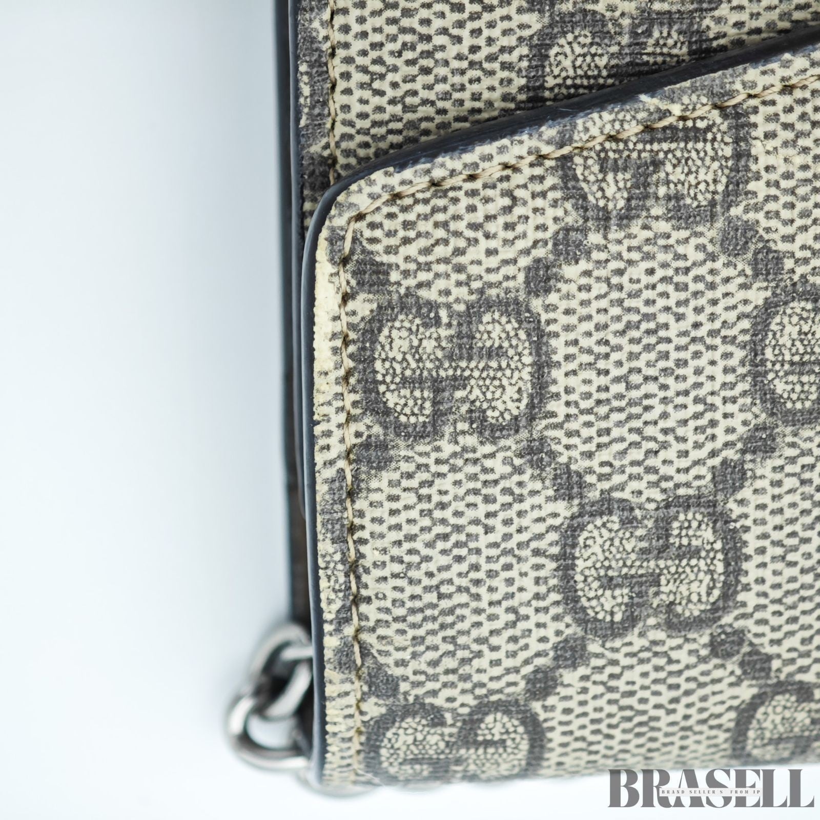 GUCCI Dionysus 476432 GG Supreme Beige Slim Shoulder Bag Silver Hardware Unisex