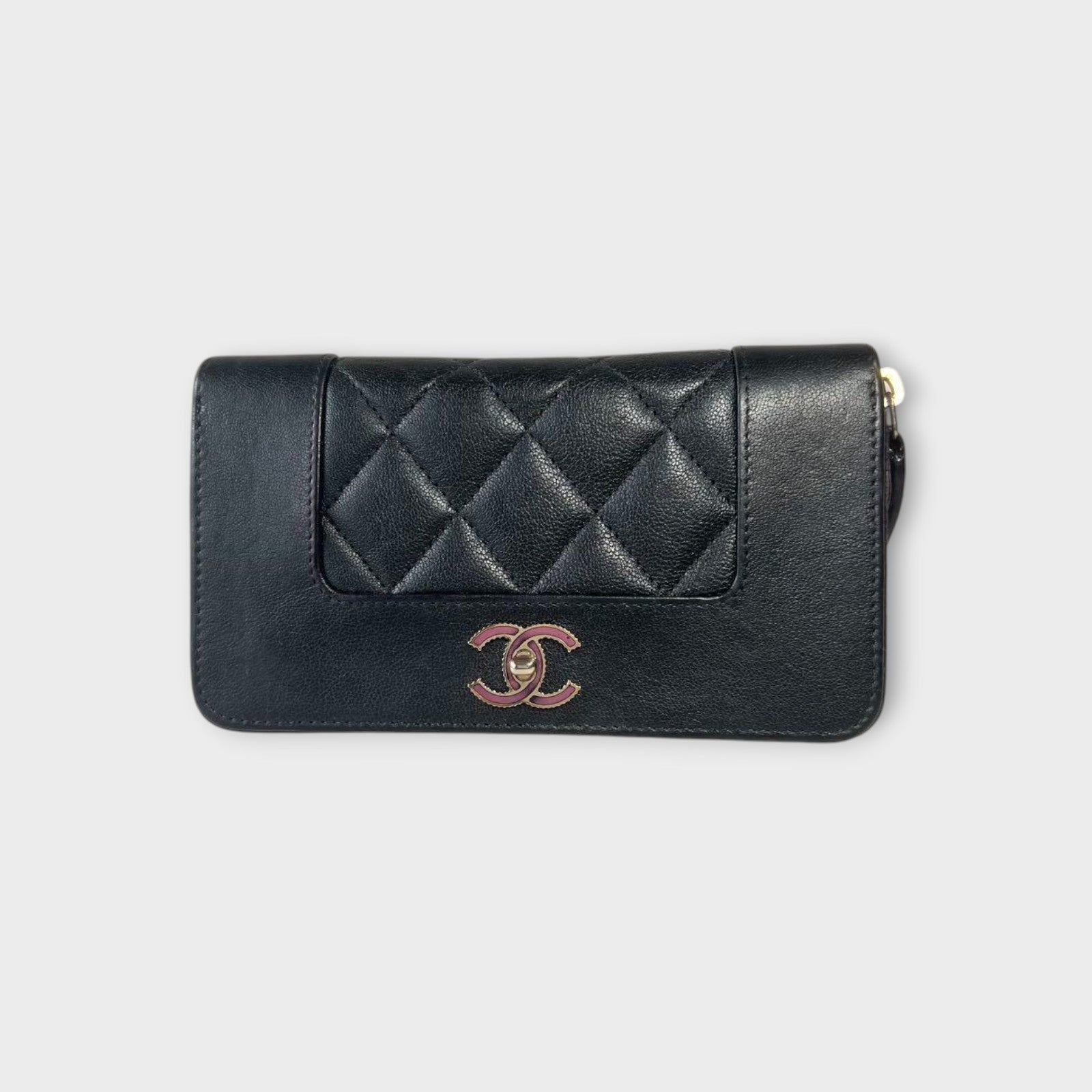 CHANEL Mademoiselle Lambskin Mini Wallet with Round Zipper