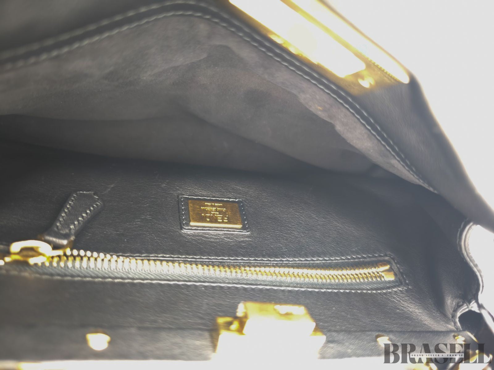 FENDI Peekaboo 8BN290 Large Black Leather Handbag Shoulder Bag Women’s