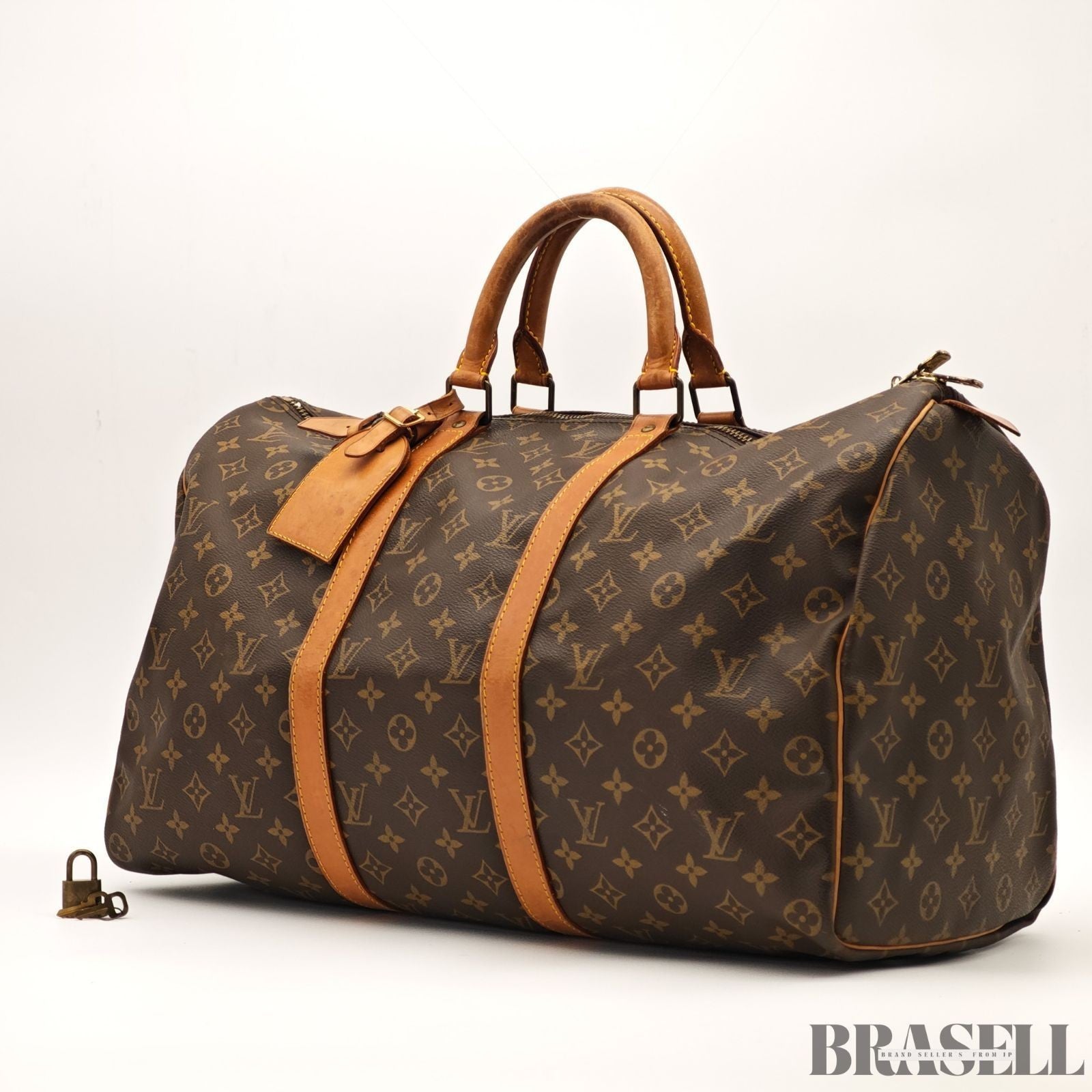 Louis Vuitton Keepall 50 Monogram M41426 Boston Bag Brown With Padlock Key