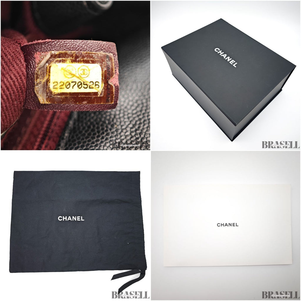 CHANEL Top Handle Matelasse 2Way Handbag Shoulder Bag Black Caviar Skin Women