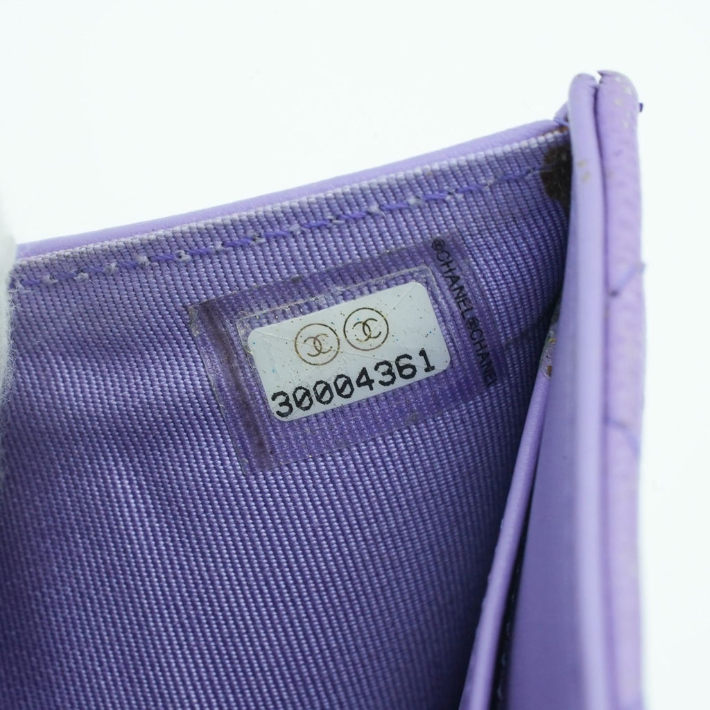 CHANEL Matelassé Bifold Wallet Compact Purple Women's